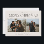 Christmas 2 photo watercolor botanical natural holiday card<br><div class="desc">Merry Christmas modern elegant watercolor dried botanical floral muted colours natural cream holiday 2 photo Christmas card.</div>