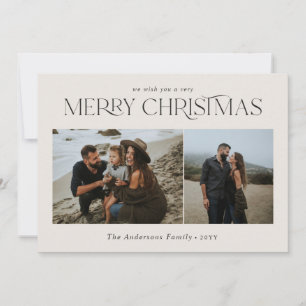 Christmas 2 photo watercolor botanical natural holiday card