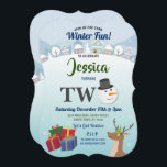 Christmas 2nd Birthday Party Santa Snowman TWO Invitation<br><div class="desc">2nd Christmas Party Birthday invitation. Back print included. Edit all the text</div>