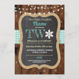 Christmas 2ND Birthday Party Winter Two 2 Invite