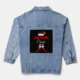 Christmas 2nd Grade Crew Elf Teacher Student Cute  Denim Jacket