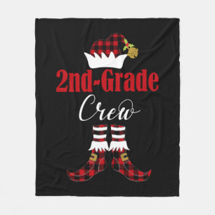 Christmas 2nd Grade Crew Elf Teacher Student Cute Fleece Blanket