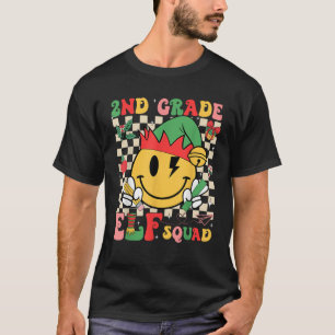 Christmas 2nd Grade Elf Squad Smile Face Teacher S T-Shirt