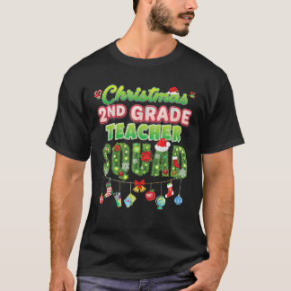Christmas 2nd Grade Teacher Squad Merry Pine Tree  T-Shirt