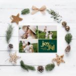 Christmas 3 photo modern green foil holiday card<br><div class="desc">Christmas 3 photo modern typography green holiday card. Stylish graphic minimal design,  part of a collections. Available in other colours.</div>