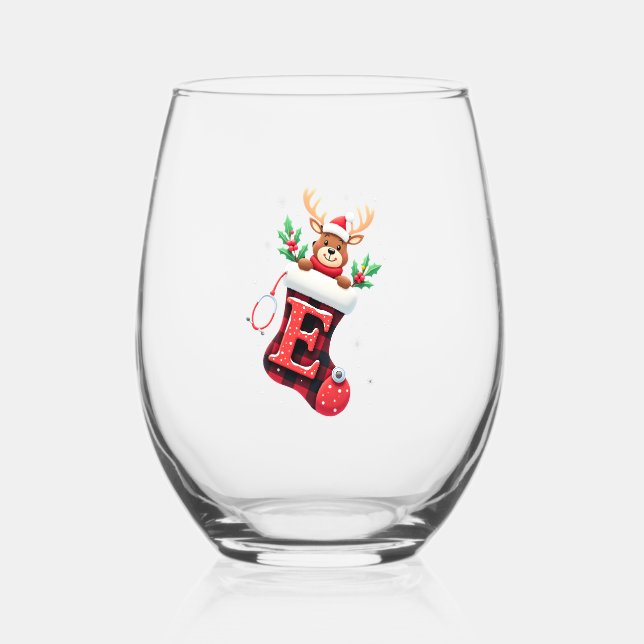 Christmas (3) stemless wine glass (Front)