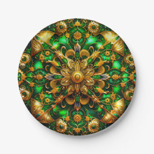 CHRISTMAS 3D ~ Pretty green gold ~ Paper Plate