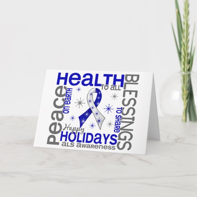 Christmas 4 ALS Snowflakes Holiday Card (Front)