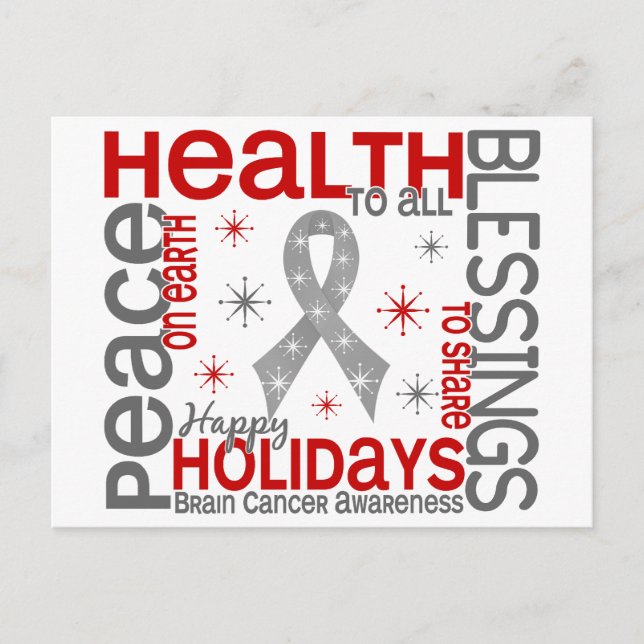 Christmas 4 Brain Cancer Snowflakes Holiday Postcard (Front)