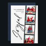 Christmas  4 photo collage typography modern blue<br><div class="desc">Christmas 4 photo collage typography modern blue joyful design.</div>