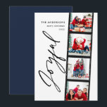 Christmas  4 photo collage typography modern blue<br><div class="desc">Christmas 4 photo collage typography modern blue joyful design.</div>