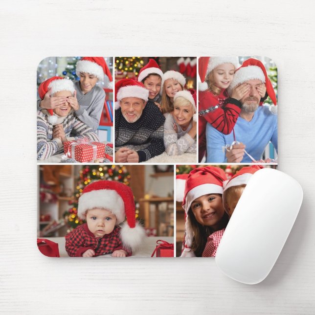 Christmas 5 Photo Collage Personalised  Mouse Pad (Creator Uploaded)