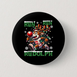 Christmas 5k Run Run Rudolph Holiday Team Running 6 Cm Round Badge