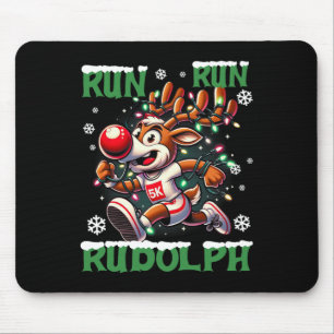 Christmas 5k Run Run Rudolph Holiday Team Running Mouse Pad