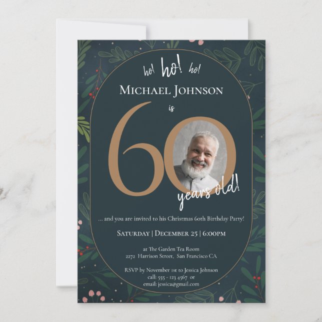 Christmas 60th Birthday Party Invitation (Front)