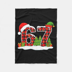 Christmas 67 Buffalo Plaid Six Seven Santa &amp; E Fleece Blanket