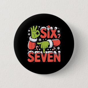 Christmas 67 Funny Meme Xmas Six Seven Santa Hand 6 Cm Round Badge