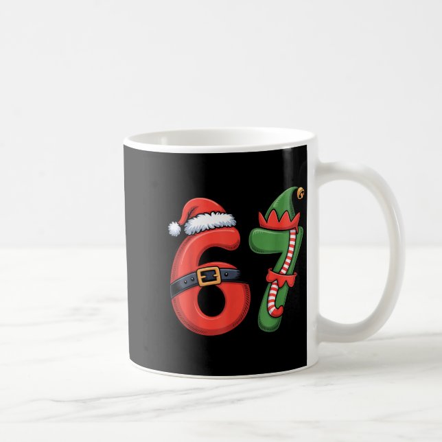 Christmas 67 Meme 67 Santa Elf - Six Seven  Coffee Mug (Right)