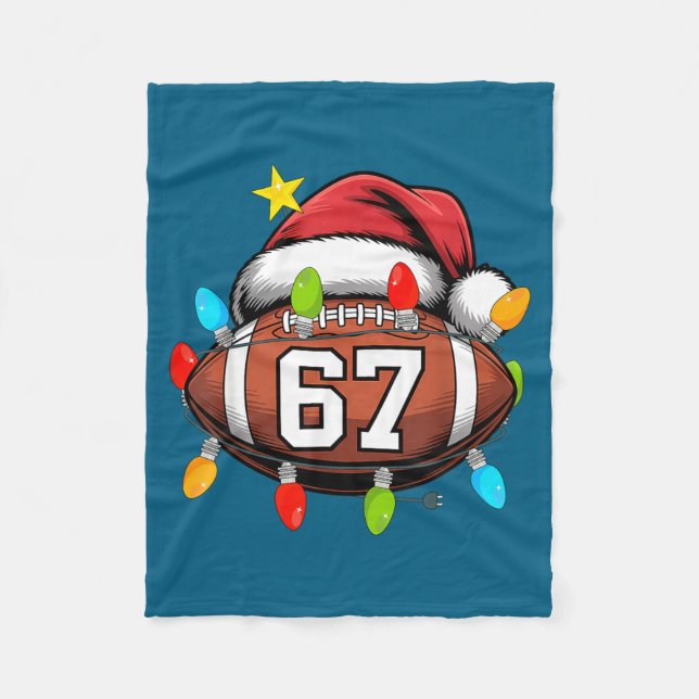 Christmas 67 Meme Football Santa Hat Funny Xmas Bo Fleece Blanket (Front)