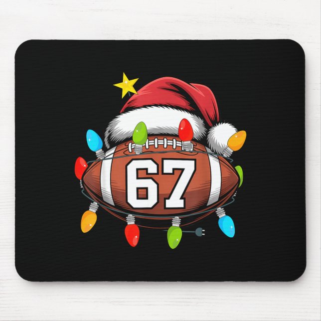 Christmas 67 Meme Football Santa Hat Funny Xmas Bo Mouse Pad (Front)