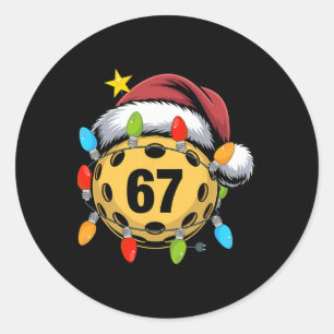 Christmas 67 Meme Picklebyll Santa Hat Funny Xmas  Classic Round Sticker