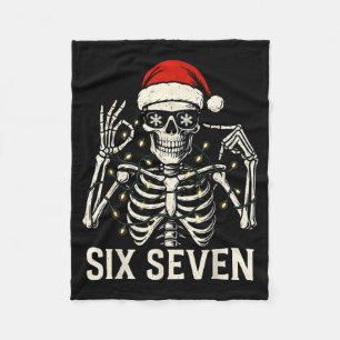 Christmas 67 Meme Skeleton With Santa Hat For Men Fleece Blanket
