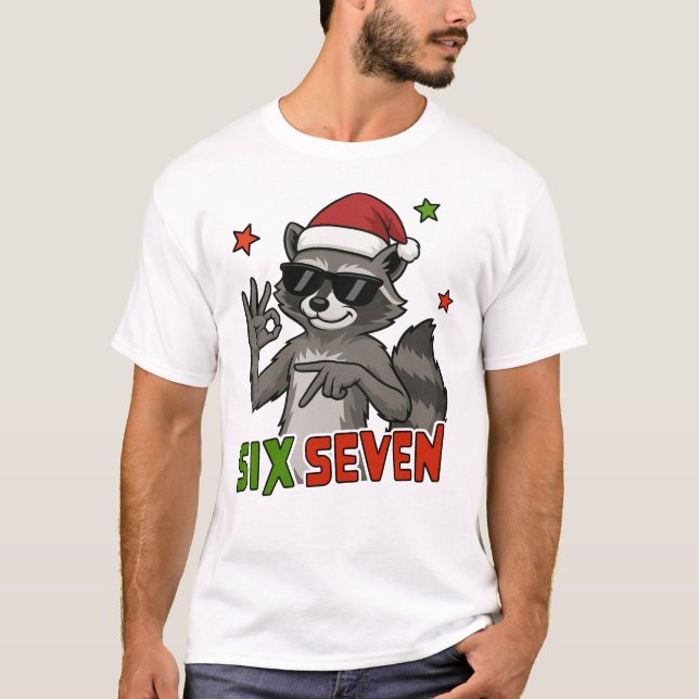 Christmas 67 Racoon Tee Six Seven Meme Holiday (Front)