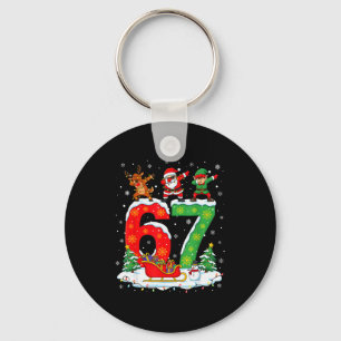 Christmas 67 Six Seven Meme Gen Alpha Reindeer San Key Ring