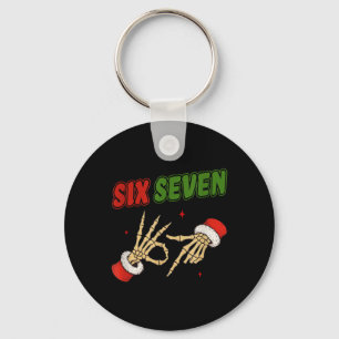 Christmas 67 Six Seven Skeleton Santa Funny Gen Z Key Ring