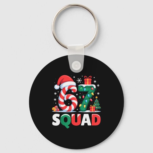 Christmas 67 Squad Brainrot Funny Candy Cane Light Key Ring (Front)