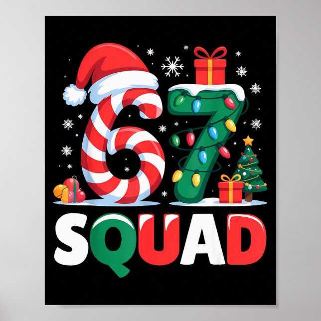 Christmas 67 Squad Brainrot Funny Candy Cane Light Poster (Front)