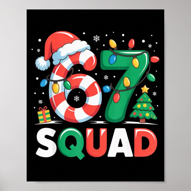 Christmas 67 Squad Funny Candy Cane Lights Holiday Poster (Front)
