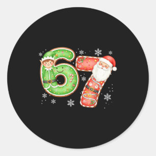 Christmas 6 7 Six Seven Funny 67 Meme Santa Claus  Classic Round Sticker