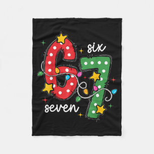 Christmas 6 7 Six Seven Funny Saying Meme Joke Xma Fleece Blanket