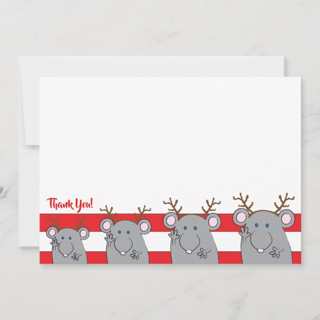 Christmas 7" x 5" Party Thank You/2 sided/Flat You Card (Front)