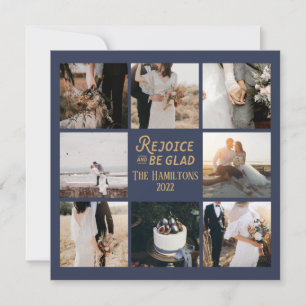 Christmas 8 Photo Collage Navy Holiday Card