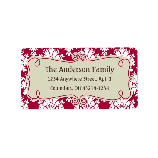 Christmas 9 : Damask Design 10 Return Address Address Label