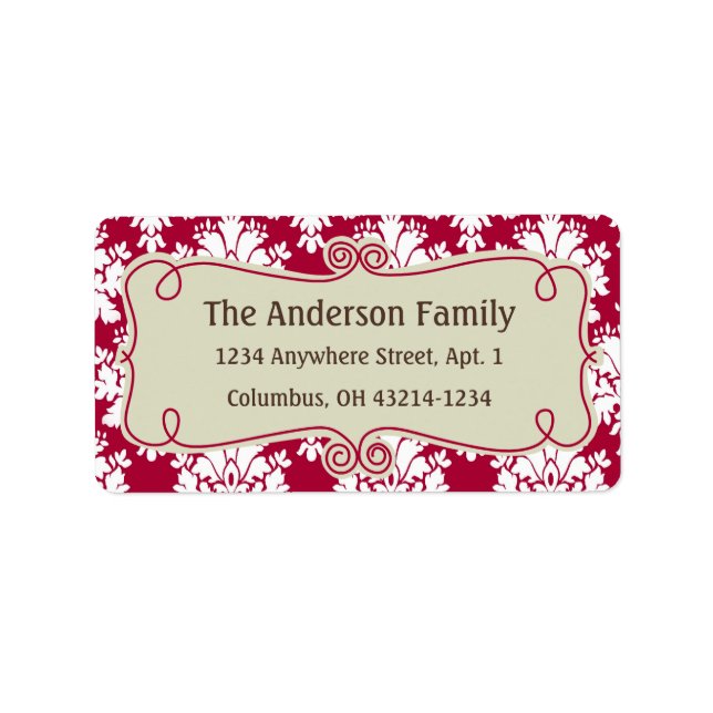 Christmas 9 : Damask Design 10 Return Address Label (Front)