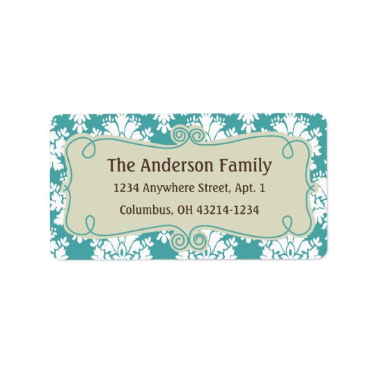 Christmas 9 : Damask Design 1 Return Address Address Label
