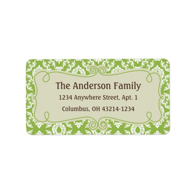 Christmas 9 : Damask Design 6 Return Address Label (Front)
