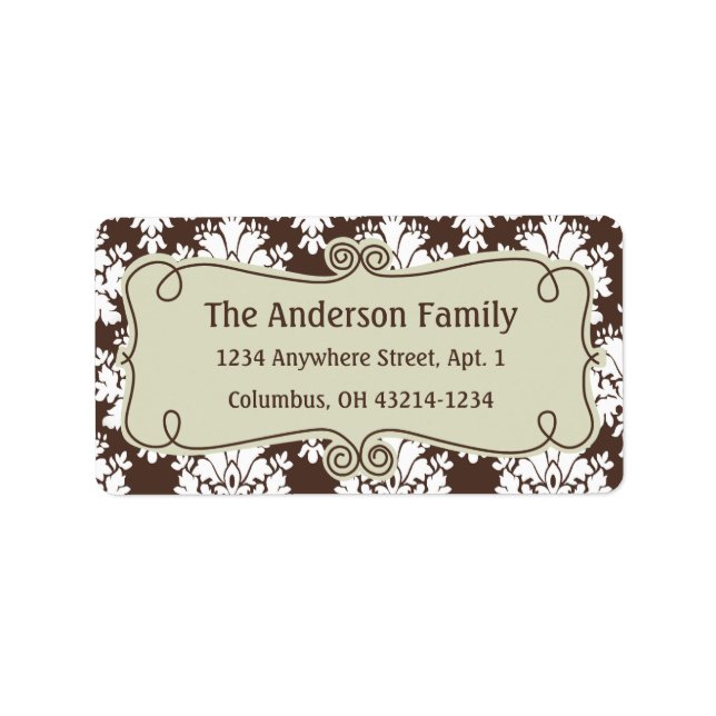 Christmas 9 : Damask Design 7 Return Address Label (Front)