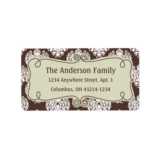 Christmas 9 : Damask Design 8 Return Address Label (Front)