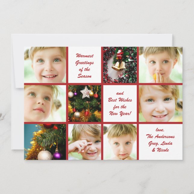 Christmas 9-Photo Graph Holiday Card (Front)