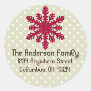 Christmas 9 : Snowflake 5 Round Return Address Classic Round Sticker