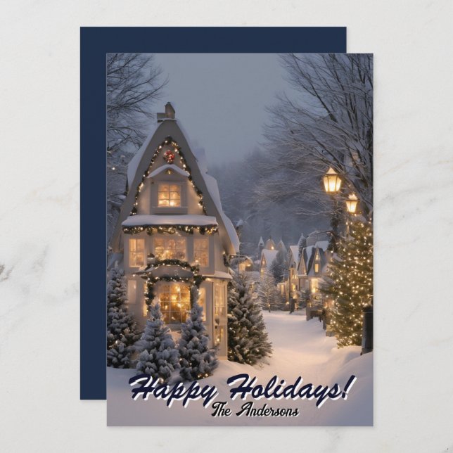 Christmas 9 Village, Happy Holidays,Christmas card (Front/Back)