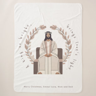 Christmas A King So Bright Jesus Neutrals Sherpa Blanket