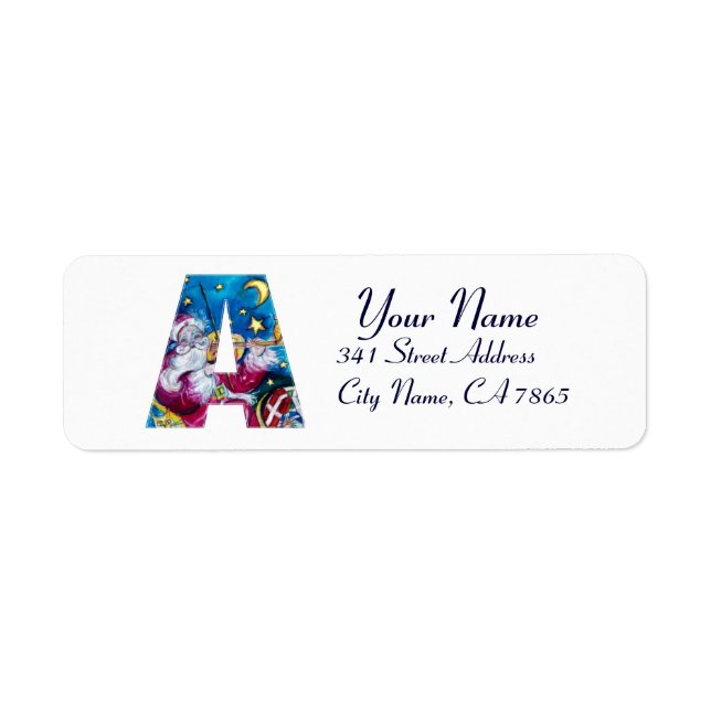 CHRISTMAS A LETTER / INSPIRED SANTA MONOGRAM RETURN ADDRESS LABEL (Front)