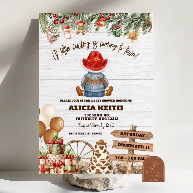 Christmas A Little Cowboy Baby Shower Invitation (Creator Uploaded)