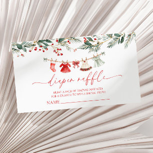 Christmas A Merry Little Baby Shower Diaper Raffle Enclosure Card