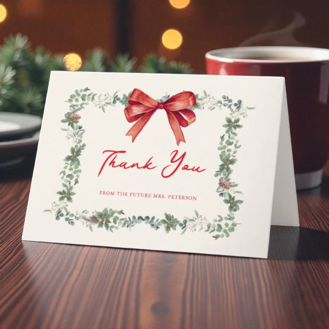 Christmas A Merry Little Bridal Shower Thank You Card (Creator Uploaded)